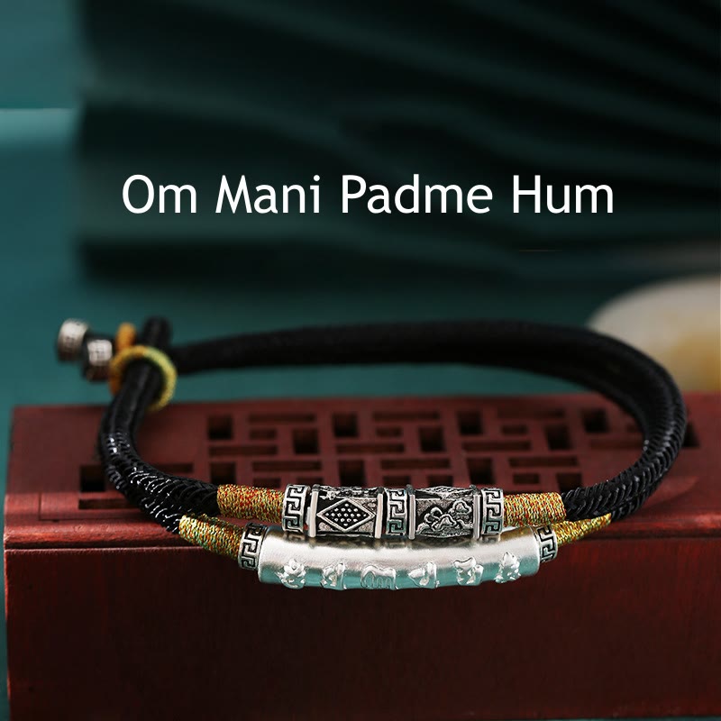 KarmaRipple's 999 Sterling Silver Handmade Om Mani Padme Hum Peace Woven Bracelet p1