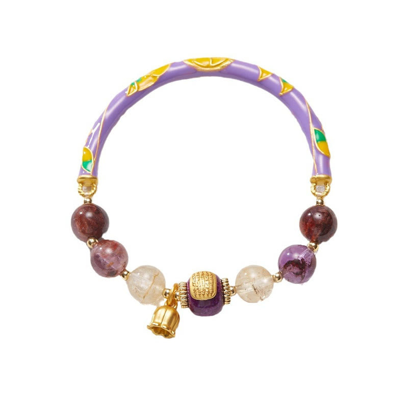 KarmaRipple's Purple Phantom Purple Jade Scripture Citrine Love Wisdom Bracelet Bangle p8