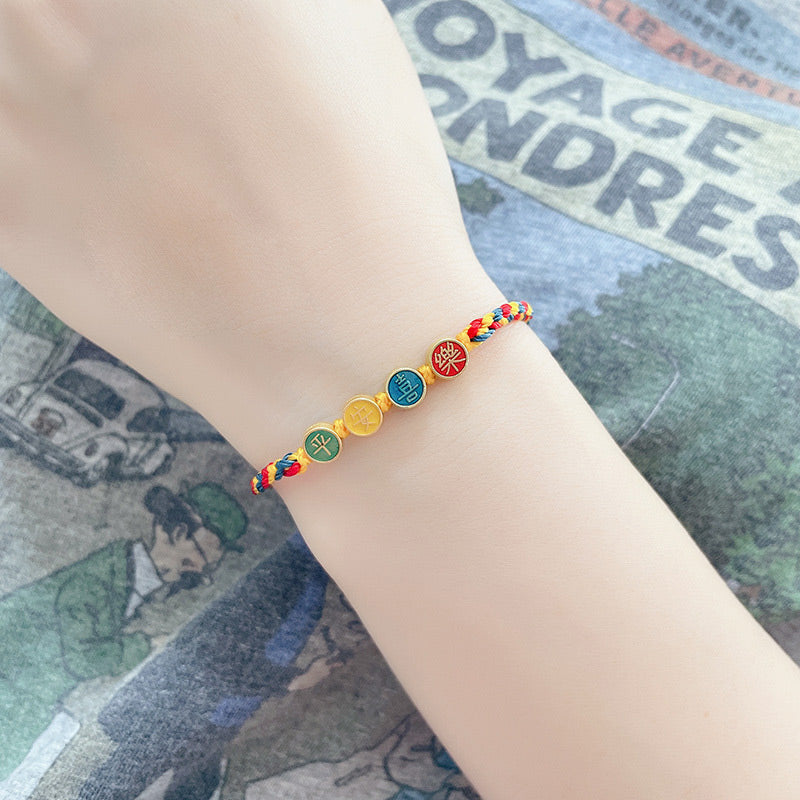 KarmaRipple's Handmade Dunhuang Color Thread Peace And Joy Protection Braid String Bracelet p9