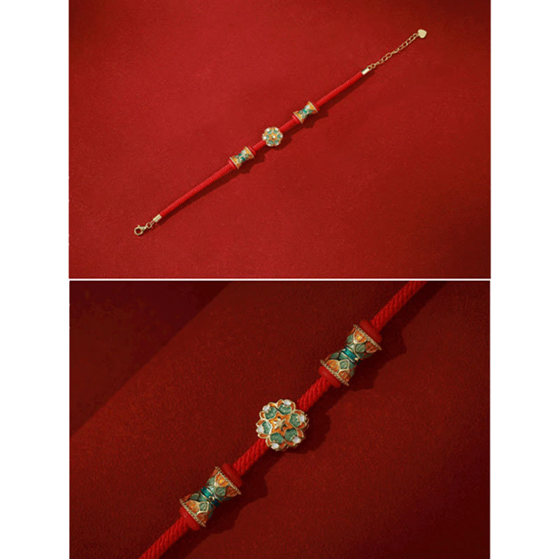 KarmaRipple's Dunhuang 925 Sterling Silver Lotus Drum New Beginning Red Rope Bracelet p8
