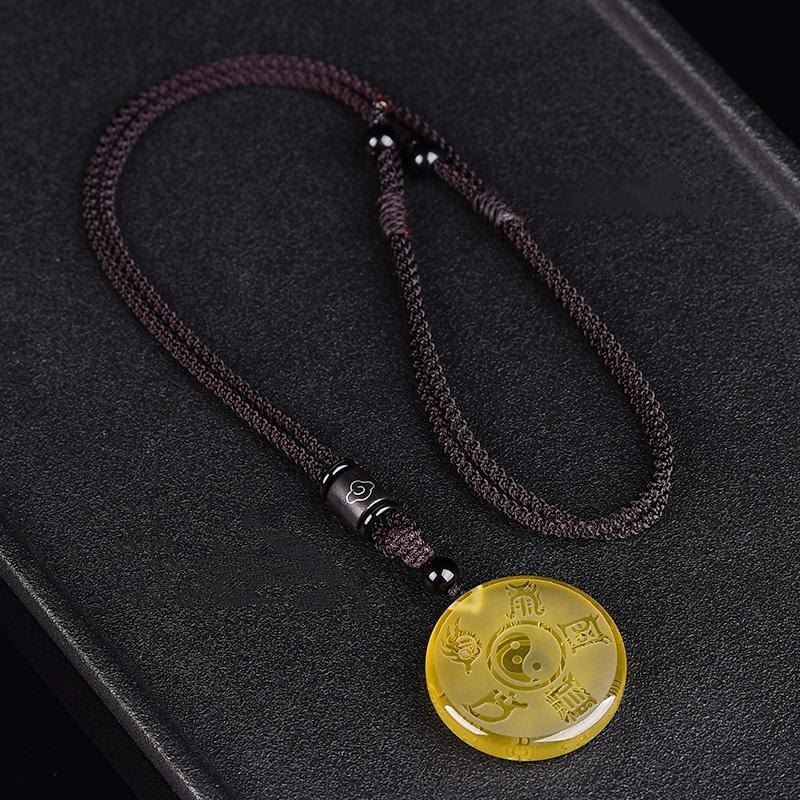 KarmaRipple's Taoism Five Sacred Mountains Yin Yang Symbol Liuli Gemstone Balance Pendant Necklace Key Chain p11