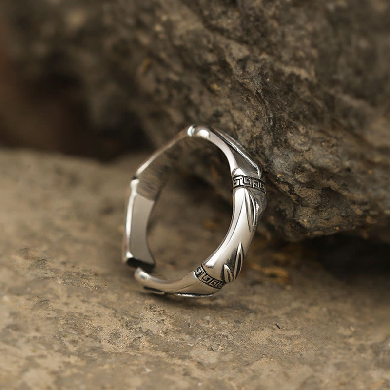 KarmaRipple's Simple Bamboo Design Bronze Fortune Wealth Adjustable Ring p2