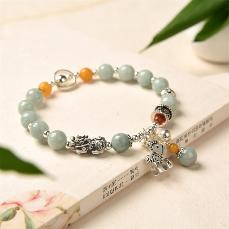 KarmaRipple's 925 Sterling Silver Authentic Jade Amber PiXiu Pony Success Bracelet p8