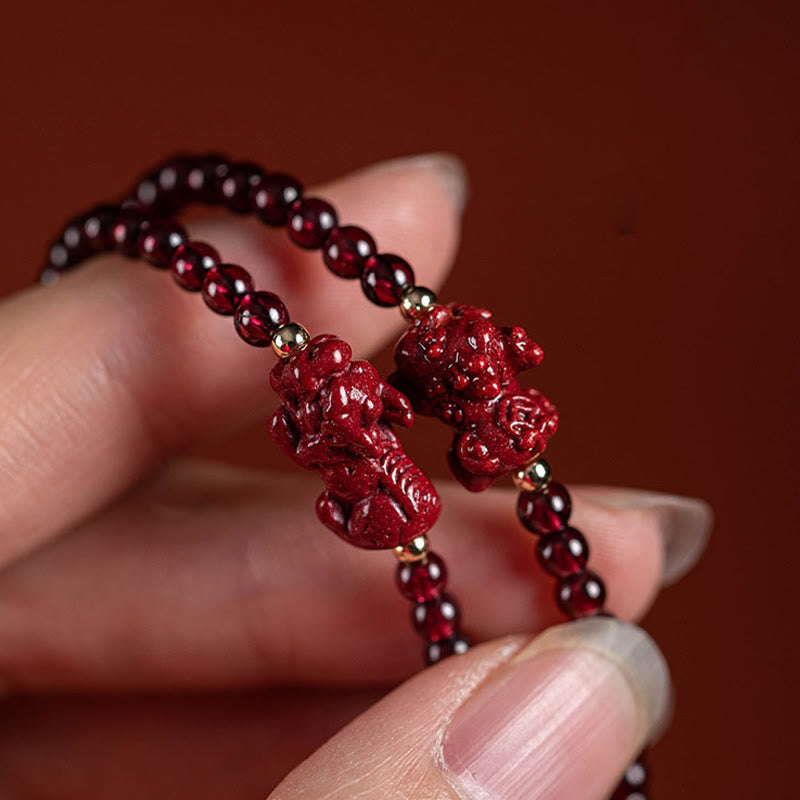 KarmaRipple's Garnet Cinnabar PiXiu Blessing Calm String Bracelet p3