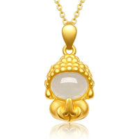 KarmaRipple's Ivory Jade Buddha Success Necklace Pendant