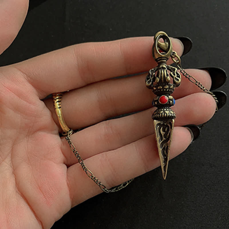 KarmaRipple's Pentagram Eye of God Feather Hamsa Bronze Balancing Pendant Necklace Pendulum p10