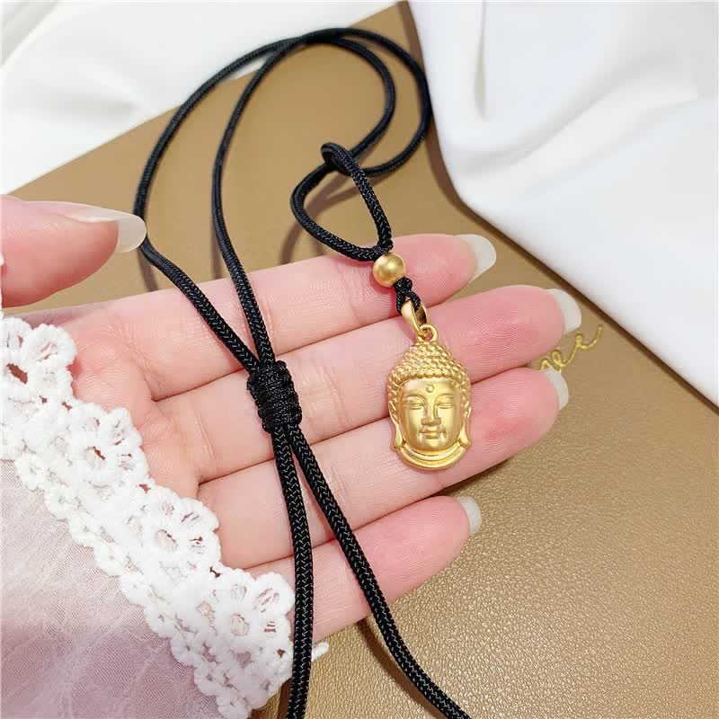 KarmaRipple's Gold Buddha Bronze Wealth Pendant Necklace p1