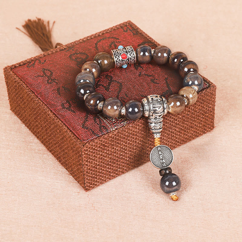 KarmaRipple's Tibet Om Mani Padme Hum Prayer Wheel Dorje Vajra Engraved Glass Bead Wisdom Bracelet p11