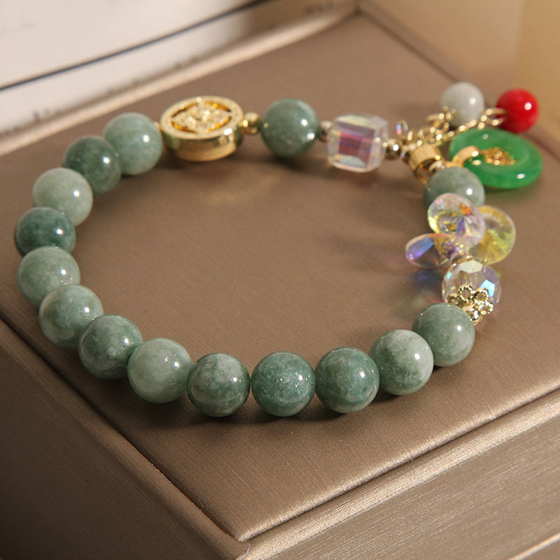 KarmaRipple's Strawberry Quartz Jade Fu Character Talisman Balancing Bracelet p11