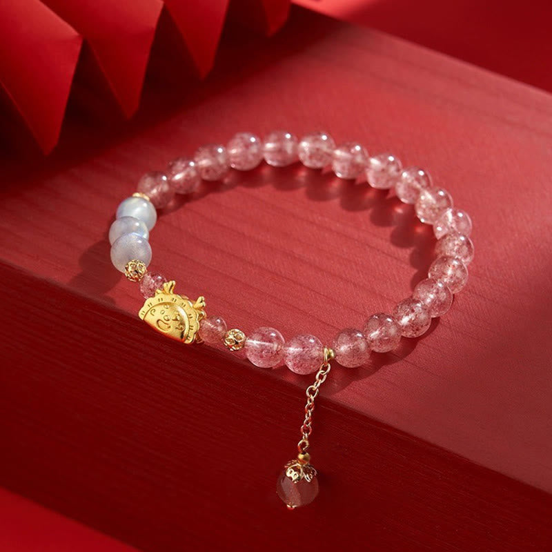 KarmaRipple's Year of the Dragon Dumpling Authentic Red Agate Garnet Hetian Jade Fu Character Fortune Success Bracelet p25