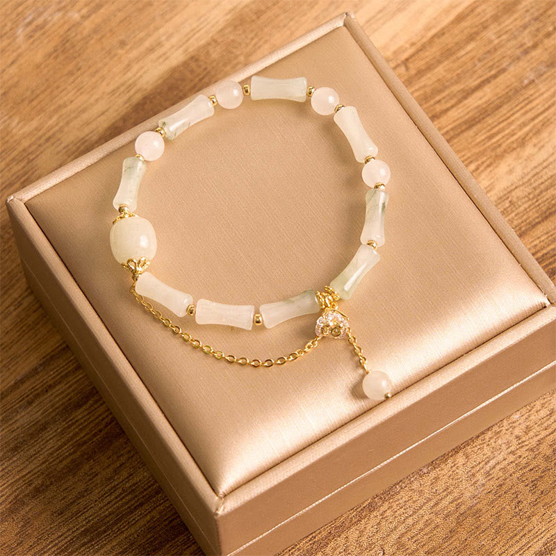 KarmaRipple's Tianshan Ivory Jade Bamboo Pattern Fortune Blessing Bracelet p9