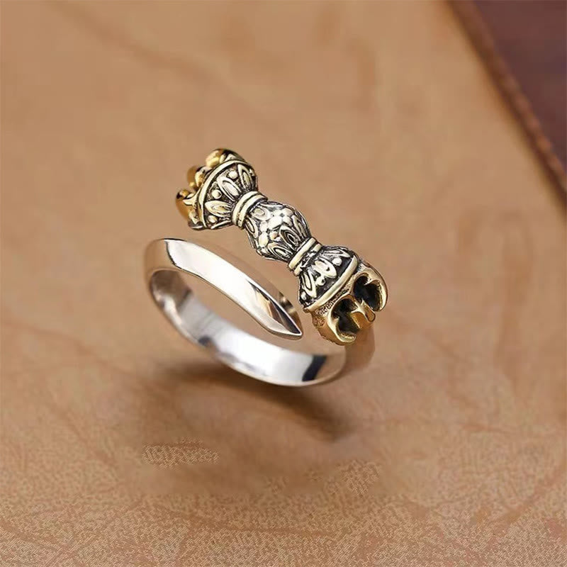 KarmaRipple's Tibetan Dorje Vajra Engraved Design Bronze Fortune Wealth Adjustable Ring p1