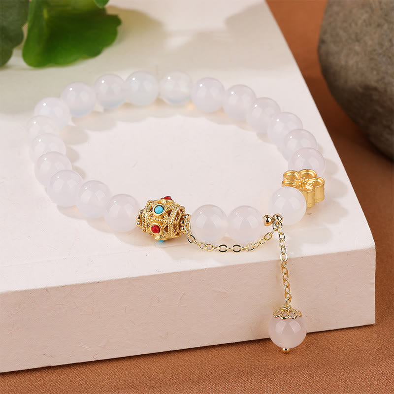 KarmaRipple's Authentic Red Agate Ivory Agate Peach Blossom Self-acceptance Bracelet p9