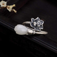 KarmaRipple's Jade Lotus Bronze Balance Balancing Adjustable Ring