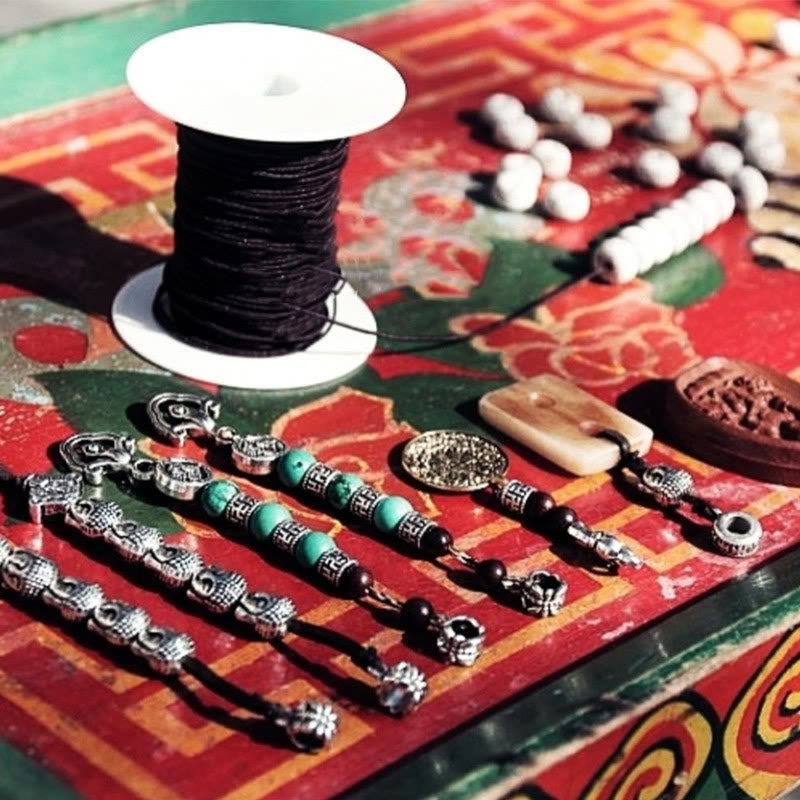 KarmaRipple's Tibetan 108 Mala Beadwork Yak Bone Dzi Bead Nine Palaces Eight Diagrams Talisman Strength Bracelet p21