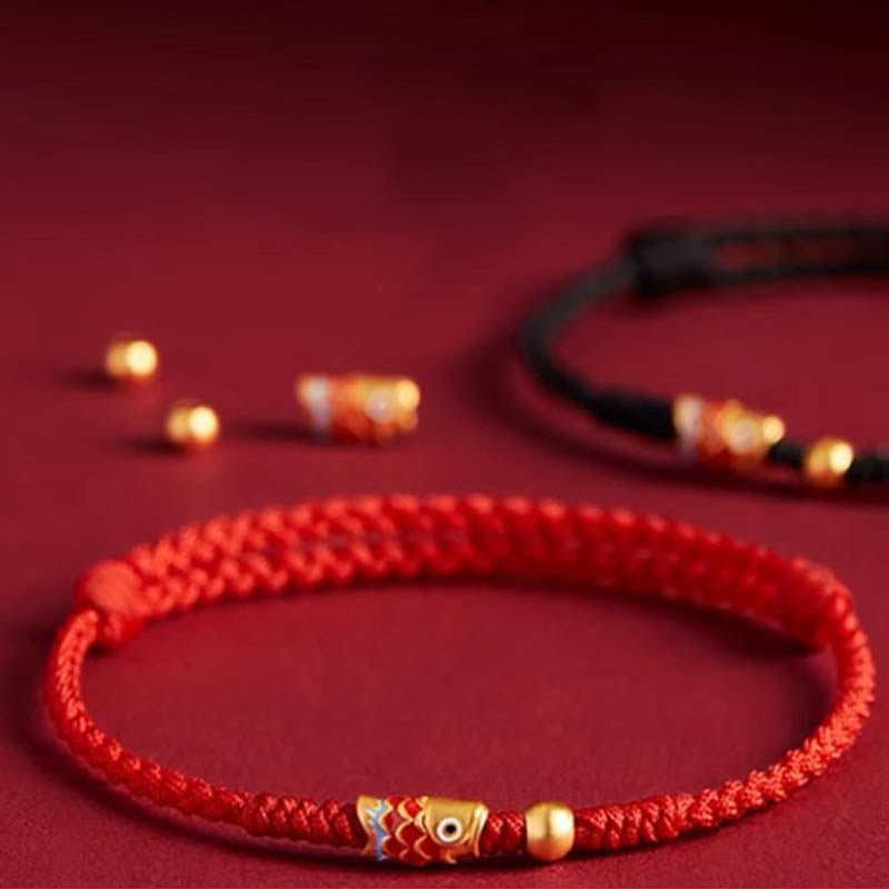 KarmaRipple's 925 Sterling Silver Handmade Koi Fish Wealth Success Woven Rope Bracelet p6