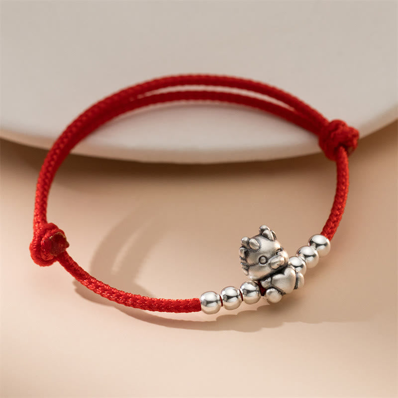 KarmaRipple's Handmade 999 Sterling Silver Year of the Dragon Fortune Red Bracelet p2