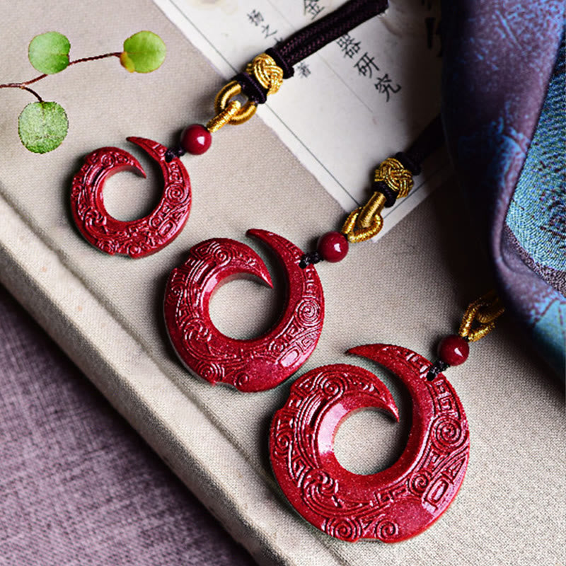 KarmaRipple's One's Fortune Improves Design Patern Authentic Cinnabar Blessing Pendant Necklace p8