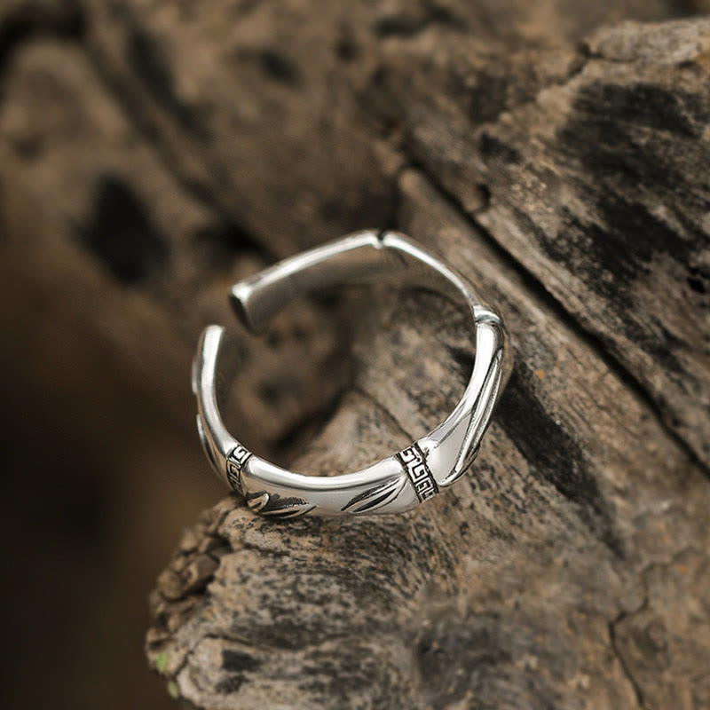 KarmaRipple's Simple Bamboo Design Bronze Fortune Wealth Adjustable Ring p3
