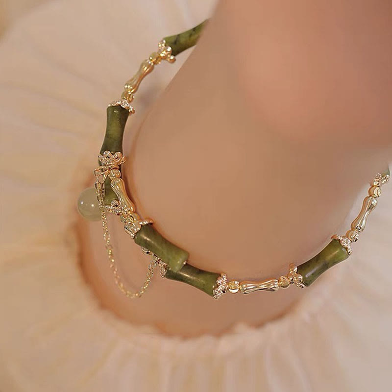 KarmaRipple's Bamboo Jade Pattern Fortune Bracelet Bangle p4