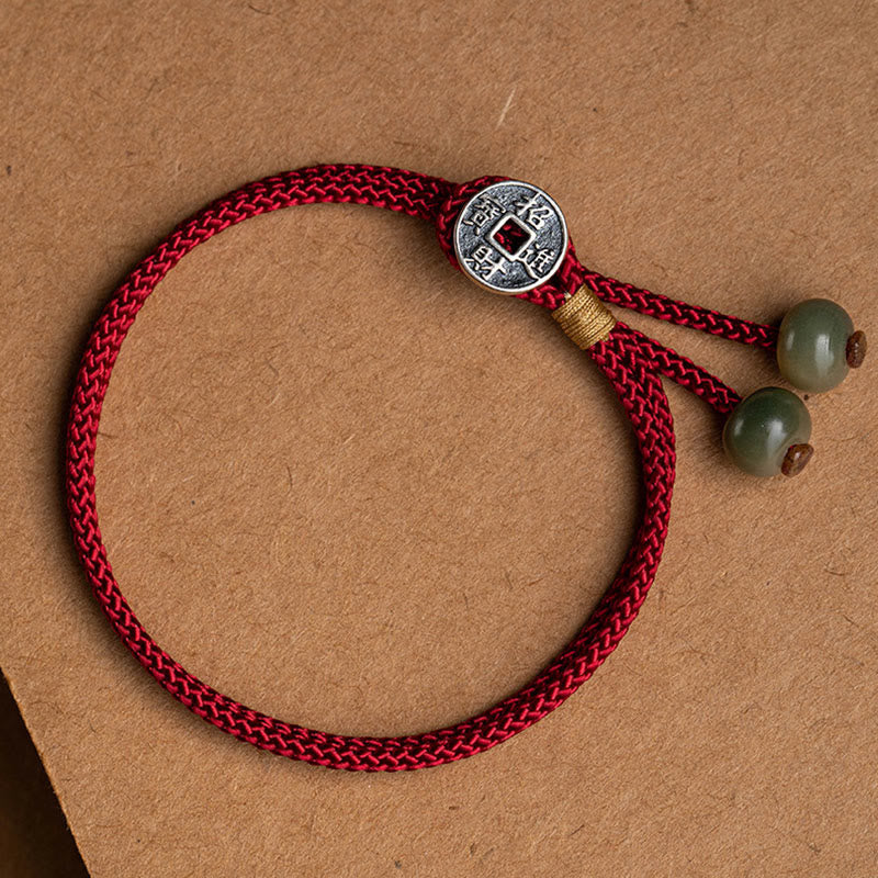 KarmaRipple's 925 Sterling Silver Handmade Chinese Zodiac Natal Buddha Cyan Bodhi Seed Protection Woven Red String Bracelet p18