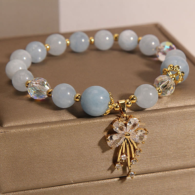KarmaRipple's Aquamarine Pink Gemstone Balancing Zircon Butterfly Talisman Bracelet p3
