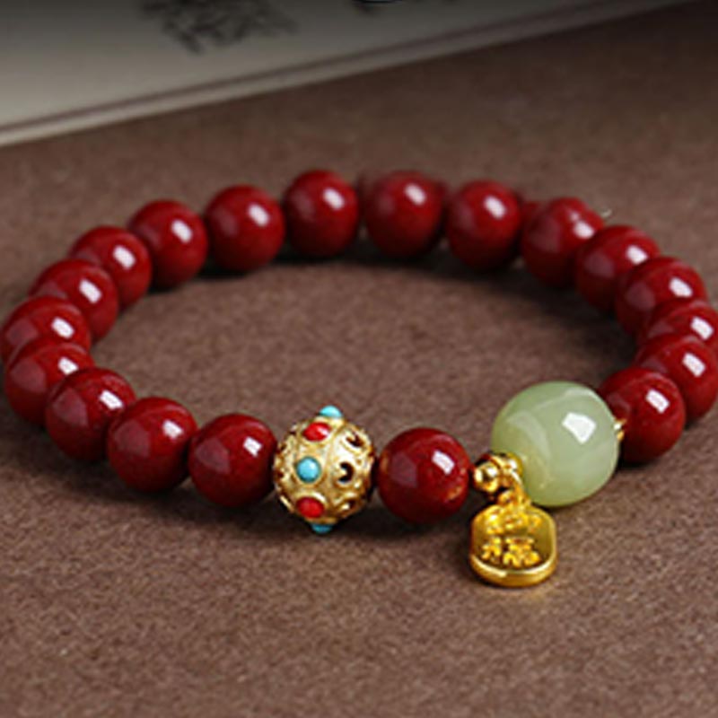 KarmaRipple's Cinnabar Green Aventurine Fortune Protection Talisman Bracelet p9