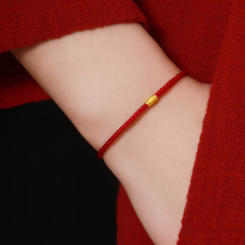 KarmaRipple's 999 Gold Fortunate Bead Eight Thread Peace Weave Red Rope Bracelet p7