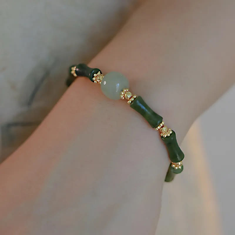 KarmaRipple's Glass Bead Bamboo Fortune Strength Chain Bracelet p10