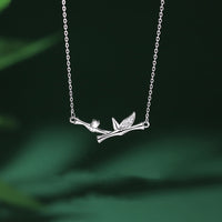 KarmaRipple's Bamboo Leaf Design Bronze Zircon Wealth Pendant Necklace