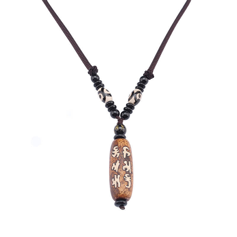 KarmaRipple's Tibet Om Mani Padme Hum Dzi Bead Avalokitesvara Pattern Wealth Pendant Necklace p13