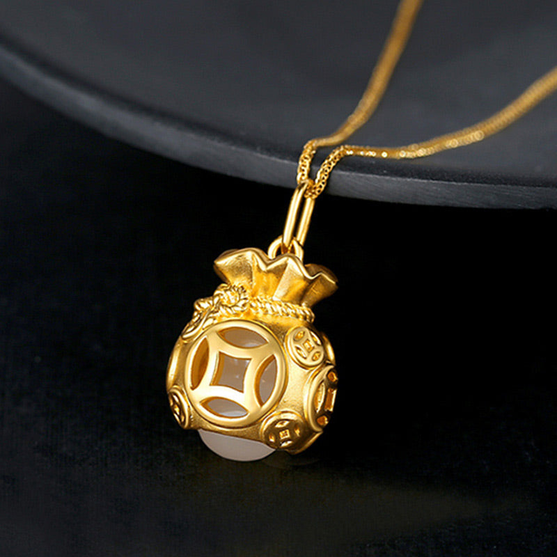 KarmaRipple's Auspicious Feng Shui Money Bag Jade Necklace Pendant p3