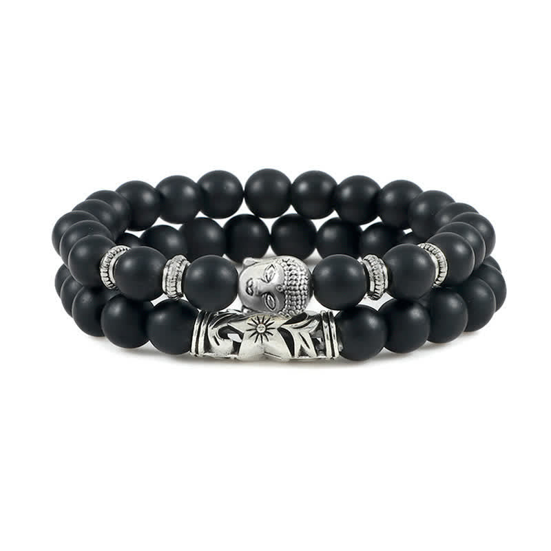 KarmaRipple's 2Pcs Authentic Gemstone Agate Buddha Protection Bracelet p29
