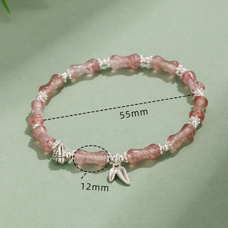 KarmaRipple's Peridot Ivory Jade Strawberry Quartz Green Aventurine Bamboo Fu Character Fortune Bracelet p15