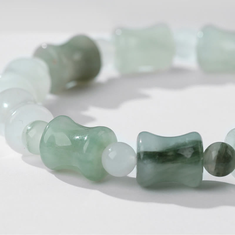 KarmaRipple's Jade Coconut Shell Bamboo Pattern Abundance Fortune Bracelet p4