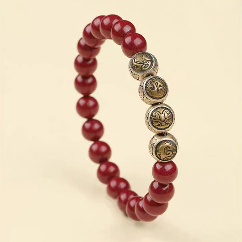 KarmaRipple's 925 Sterling Silver Authentic Cinnabar Four Beasts Blessing Bracelet p13