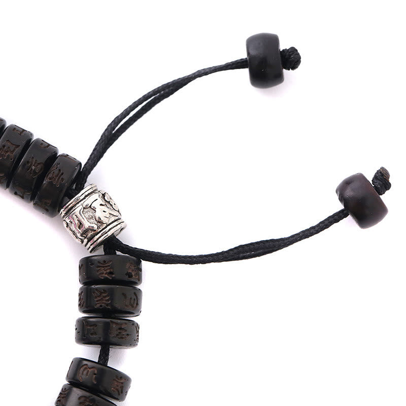 KarmaRipple's Tibet Coconut Shell Carved Om Mani Padme Hum Dorje Vajra Bell Happiness String Bracelet p5