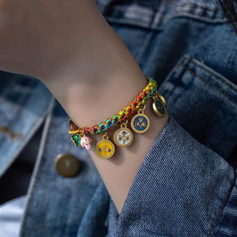 KarmaRipple's Tibetan Colorful Rope Five God Of Wealth Fortune Braid Bracelet p3