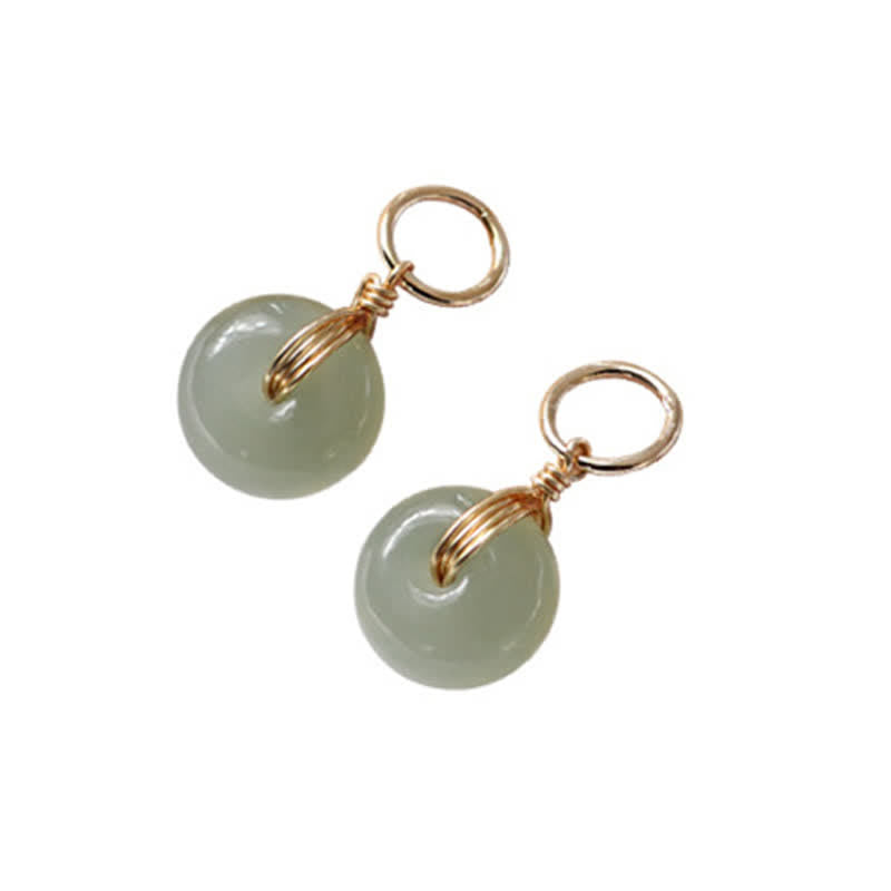KarmaRipple's Round Jade Peace Buckle Fortune Drop Earrings p11