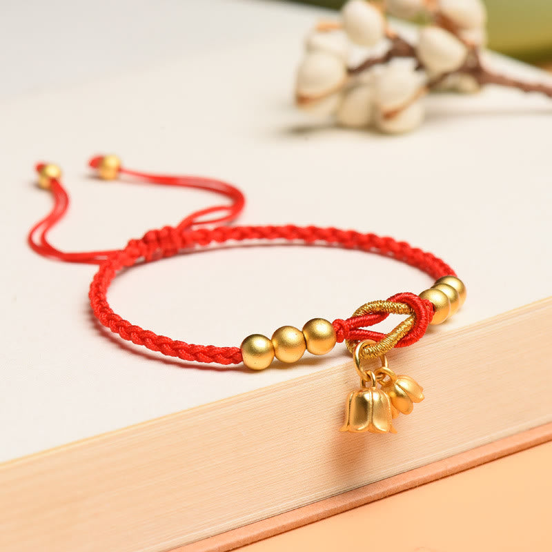 KarmaRipple's Handcrafted Lily Of The Valley Flower Talisman Design Fortune Protection Woven Bracelet p1