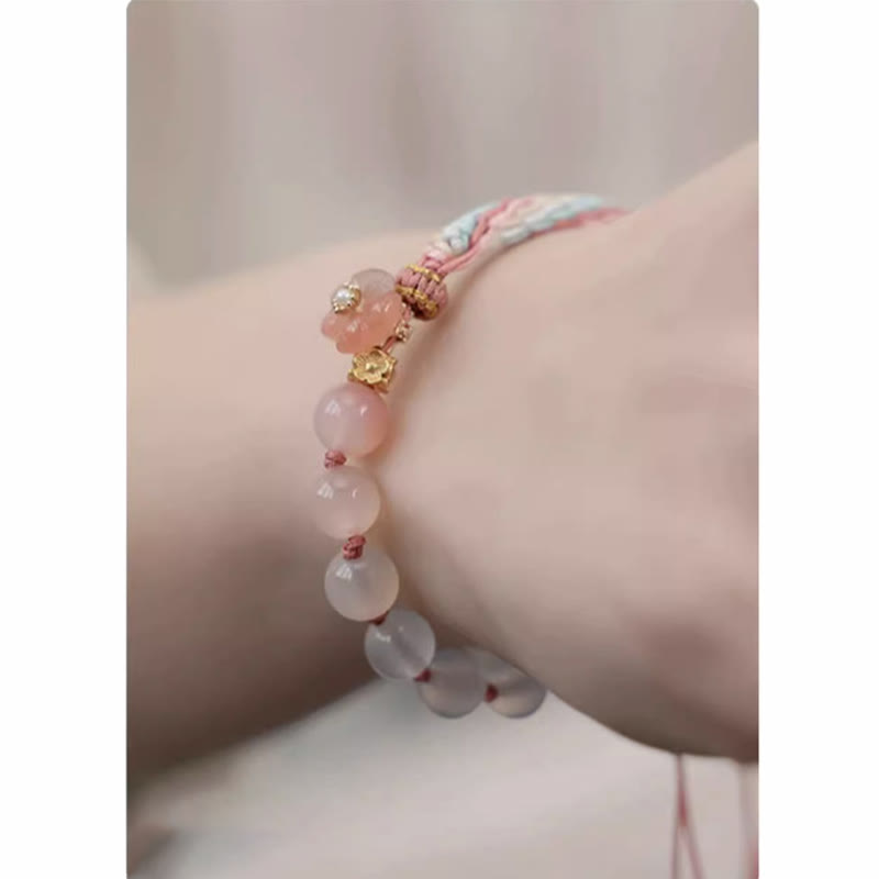 KarmaRipple's Authentic Gradient Agate Reincarnation Weave Peach Blossom Wealth Fortune Handmade String Bracelet p10