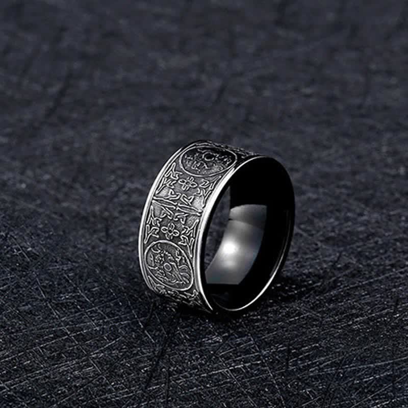 KarmaRipple's Four Guardian Beast Dragon Ivory Tiger Suzaku Basalt Carved Success Fortune Ring p9