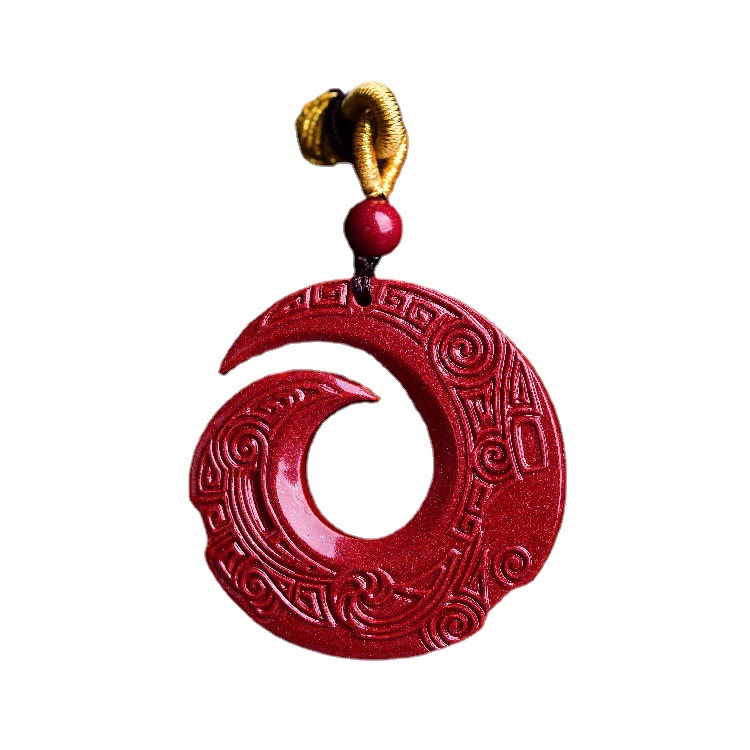 KarmaRipple's One's Fortune Improves Design Patern Authentic Cinnabar Blessing Pendant Necklace p9
