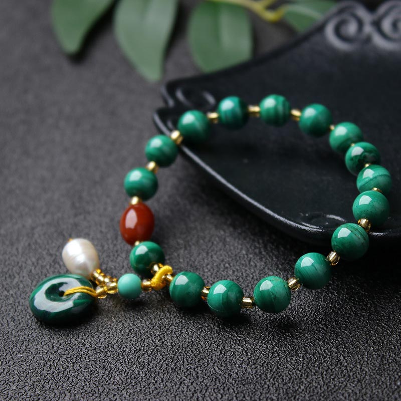 KarmaRipple's Authentic Malachite Red Agate Bead Protection Talisman Bracelet p2