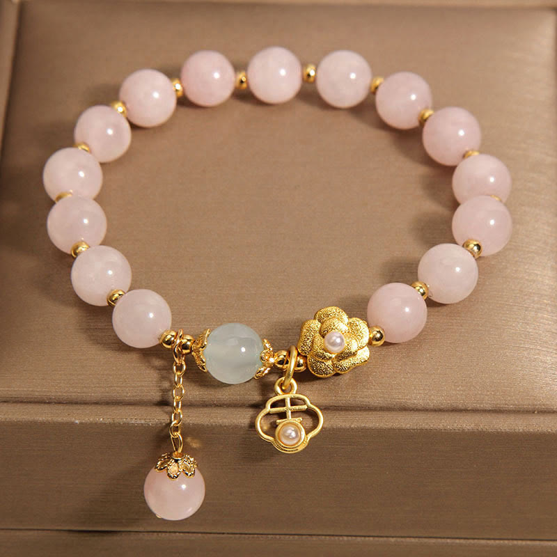 KarmaRipple's Authentic Pink Gemstone Fortunate Flower Warmth Bracelet p4