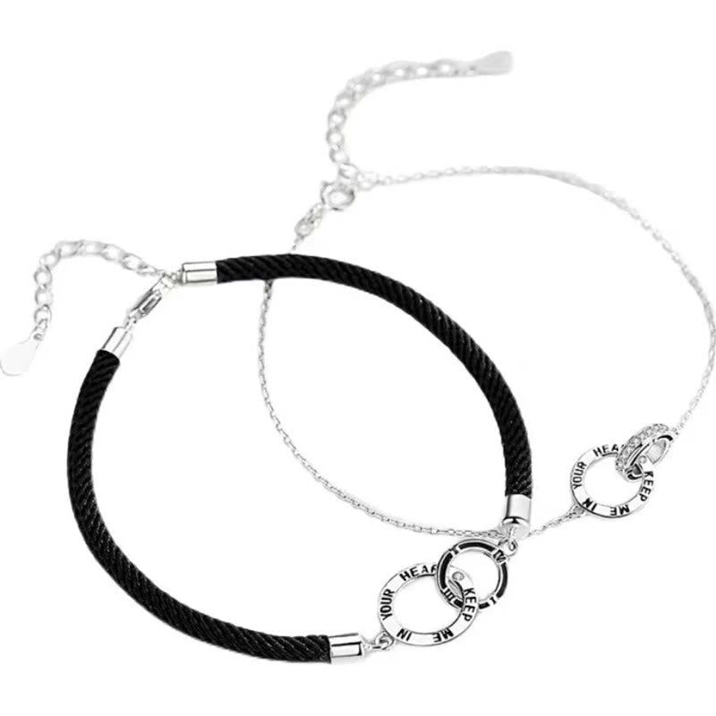 KarmaRipple's KEEP ME IN YOUR HEART Design Interlocking Circles Balancing Pair Chain Bracelet p7