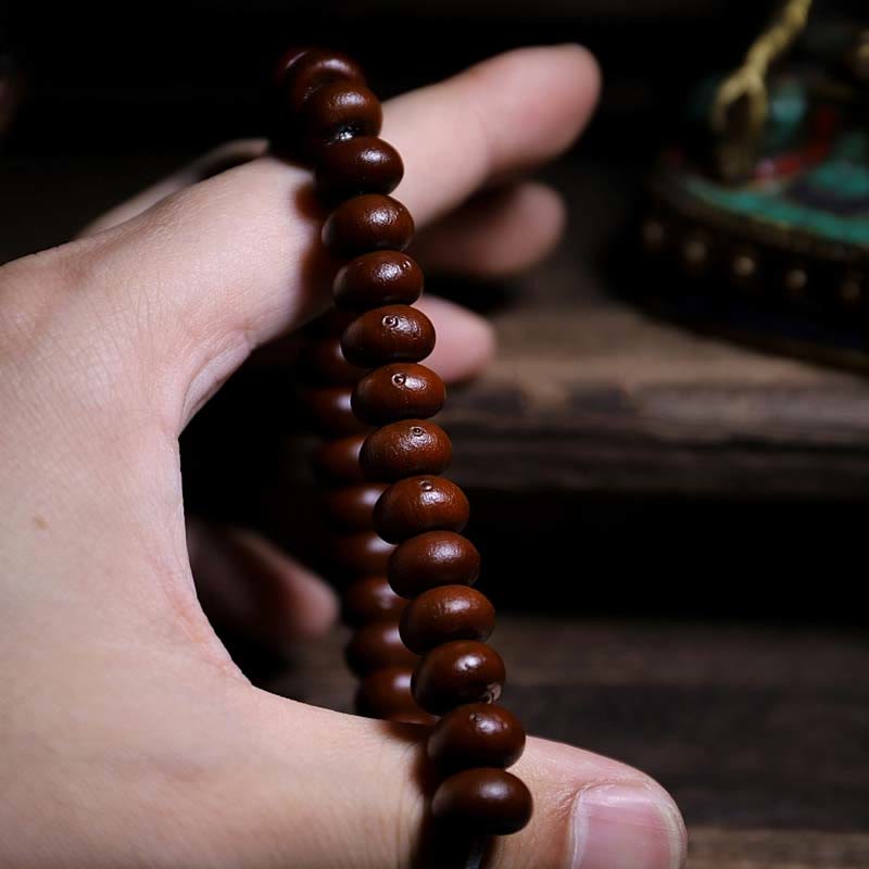 KarmaRipple's Authentic Tibet 108 Mala Beadwork Purple Bodhi Seed Three-eyed Dzi Bead Bronze Dorje Balance Bracelet p7