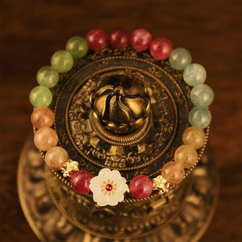 KarmaRipple's Colorful Tourmaline Jade Flowers Love Bracelet p2