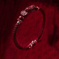 KarmaRipple's Handcrafted PiXiu Cinnabar Wealth Fortune Woven Bracelet