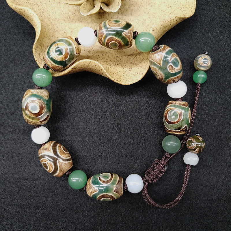 KarmaRipple's Tibetan Three-eyed Dzi Bead Fortune Protection Woven Bracelet p2